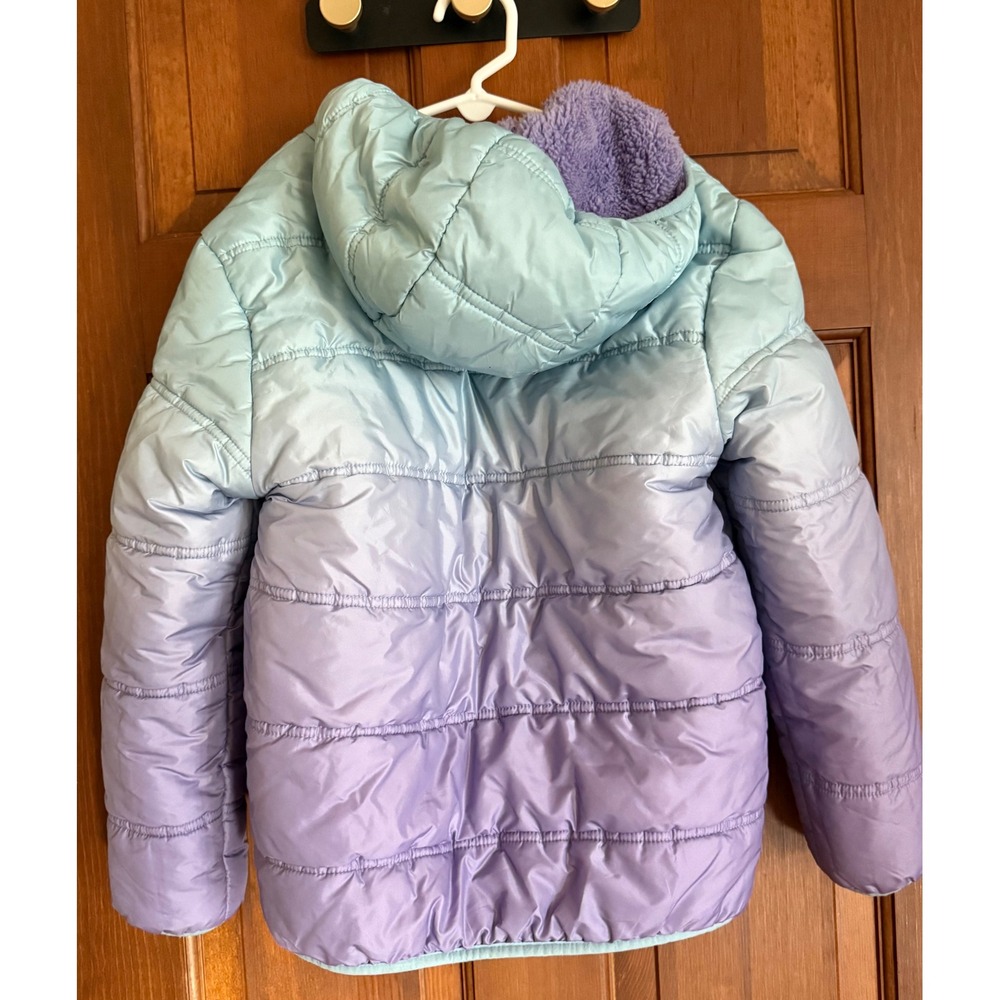 Eddie Bauer Girls‎ Reversible Jacket Size M 10-12 Purple Ombré Cozy Fleece Lined - Picture 2 of 14